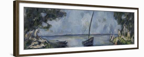 La barque et les baigneurs-Paul Cézanne-Framed Premium Giclee Print