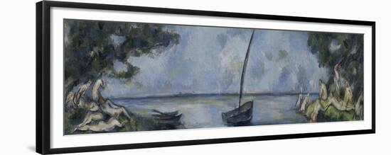 La barque et les baigneurs-Paul Cézanne-Framed Premium Giclee Print