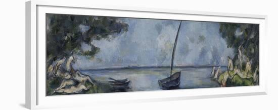 La barque et les baigneurs-Paul Cézanne-Framed Premium Giclee Print