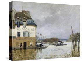 La barque pendant l'inondation à Port-Marly-Alfred Sisley-Stretched Canvas