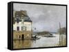 La barque pendant l'inondation à Port-Marly-Alfred Sisley-Framed Stretched Canvas