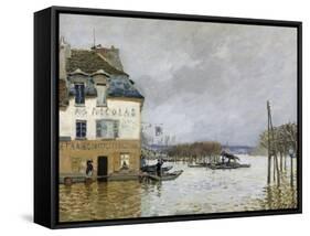 La barque pendant l'inondation à Port-Marly-Alfred Sisley-Framed Stretched Canvas