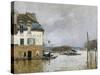 La barque pendant l'inondation à Port-Marly-Alfred Sisley-Stretched Canvas