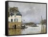La barque pendant l'inondation à Port-Marly-Alfred Sisley-Framed Stretched Canvas