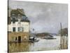 La barque pendant l'inondation à Port-Marly-Alfred Sisley-Stretched Canvas