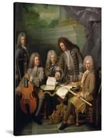 La Barre and Other Musicians, circa 1710-Robert Tournieres-Stretched Canvas