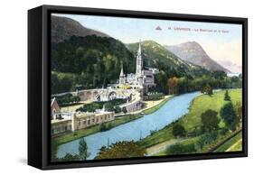 La Basilique Et Le Gave, Lourdes, France, 1933-null-Framed Stretched Canvas