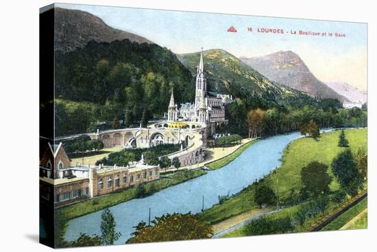 La Basilique Et Le Gave, Lourdes, France, 1933-null-Stretched Canvas