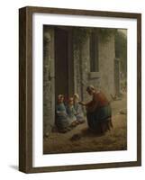 La Becqu? ou Paysanne donnant ?anger ?es enfants-Jean-François Millet-Framed Giclee Print