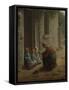 La Becqu? ou Paysanne donnant ?anger ?es enfants-Jean-François Millet-Framed Stretched Canvas