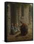 La Becqu? ou Paysanne donnant ?anger ?es enfants-Jean-François Millet-Framed Stretched Canvas