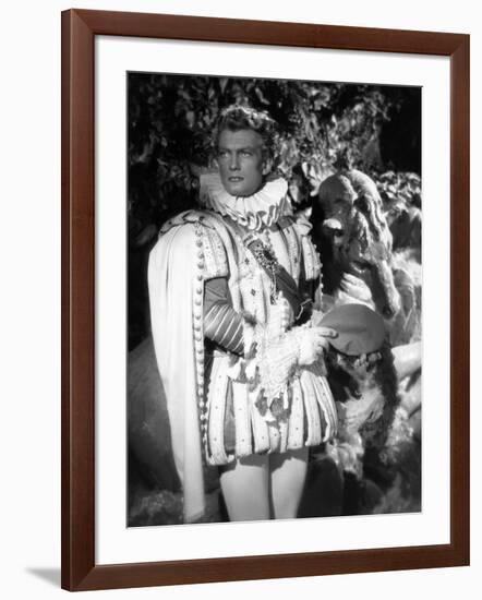 La Belle and la Bete by JeanCocteau with Jean Marais, 1946 (b/w photo)-null-Framed Photo