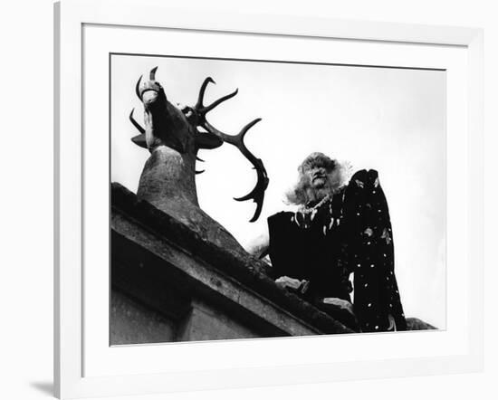 La Belle and la Bete by JeanCocteau with Jean Marais, 1946 (b/w photo)-null-Framed Photo