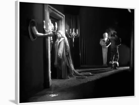 La Belle and la Bete by JeanCocteau with Josette Day and Jean Marais, 1946 (b/w photo)-null-Framed Photo