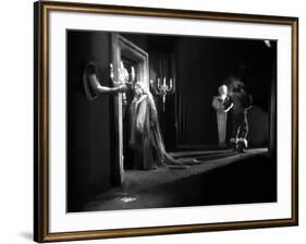 La Belle and la Bete by JeanCocteau with Josette Day and Jean Marais, 1946 (b/w photo)-null-Framed Photo