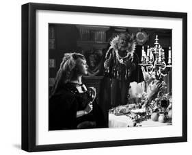 La Belle and la Bete by JeanCocteau with Josette Day and Jean Marais, 1946 (b/w photo)-null-Framed Photo