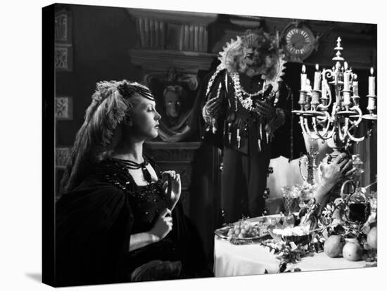 La Belle and la Bete by JeanCocteau with Josette Day and Jean Marais, 1946 (b/w photo)-null-Stretched Canvas