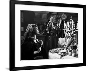 La Belle and la Bete by JeanCocteau with Josette Day and Jean Marais, 1946 (b/w photo)-null-Framed Photo