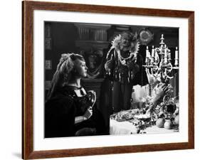 La Belle and la Bete by JeanCocteau with Josette Day and Jean Marais, 1946 (b/w photo)-null-Framed Photo