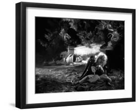 La Belle and la Bete by JeanCocteau with Josette Day and Jean Marais, 1946 (b/w photo)-null-Framed Photo