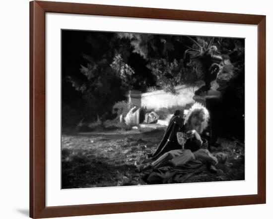 La Belle and la Bete by JeanCocteau with Josette Day and Jean Marais, 1946 (b/w photo)-null-Framed Photo