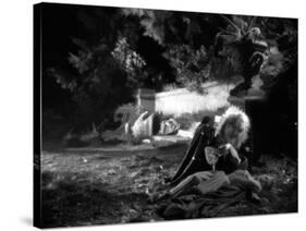 La Belle and la Bete by JeanCocteau with Josette Day and Jean Marais, 1946 (b/w photo)-null-Stretched Canvas