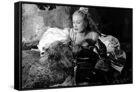 La Belle and la Bete by JeanCocteau with Josette Day and Jean Marais, 1946 (b/w photo)-null-Framed Stretched Canvas