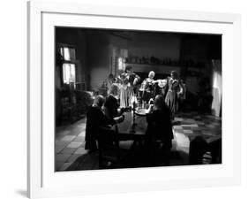 La Belle and la Bete by JeanCocteau with Michel Auclair, Josette Day, Marcel Andre and Jean Marais,-null-Framed Photo