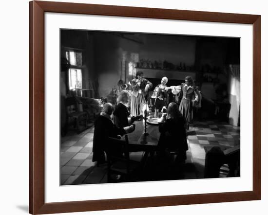 La Belle and la Bete by JeanCocteau with Michel Auclair, Josette Day, Marcel Andre and Jean Marais,-null-Framed Photo