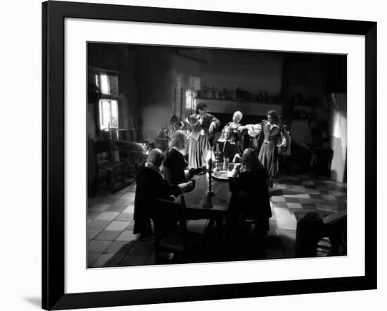 La Belle and la Bete by JeanCocteau with Michel Auclair, Josette Day, Marcel Andre and Jean Marais,-null-Framed Photo