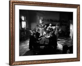 La Belle and la Bete by JeanCocteau with Michel Auclair, Josette Day, Marcel Andre and Jean Marais,-null-Framed Photo