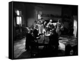 La Belle and la Bete by JeanCocteau with Michel Auclair, Josette Day, Marcel Andre and Jean Marais,-null-Framed Stretched Canvas