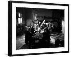 La Belle and la Bete by JeanCocteau with Michel Auclair, Josette Day, Marcel Andre and Jean Marais,-null-Framed Photo