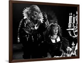 La Belle and la Bete The Beauty and the Beast by Jean Cocteau with Jean Marais and Josette Day, 194-null-Framed Photo