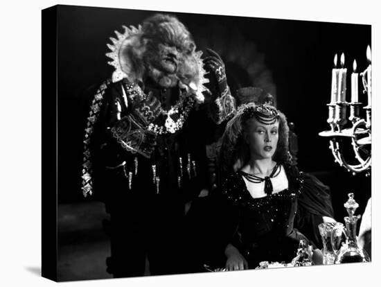 La Belle and la Bete The Beauty and the Beast by Jean Cocteau with Jean Marais and Josette Day, 194-null-Stretched Canvas