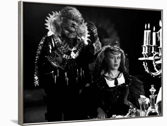 La Belle and la Bete The Beauty and the Beast by Jean Cocteau with Jean Marais and Josette Day, 194-null-Framed Photo