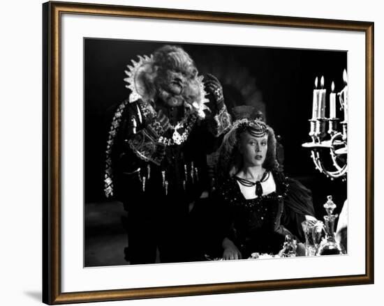 La Belle and la Bete The Beauty and the Beast by Jean Cocteau with Jean Marais and Josette Day, 194-null-Framed Photo