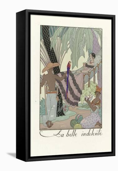 La Belle Indolent, Pub. 1923 (Pochoir Print)-Georges Barbier-Framed Stretched Canvas