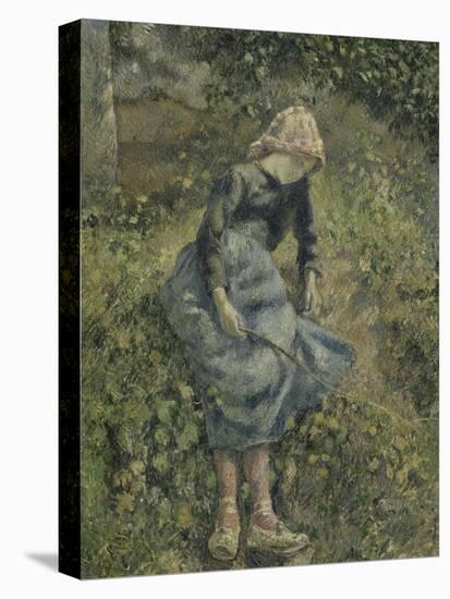 La bergère, dit aussi Jeune fille à la baguette ; paysanne assise-Camille Pissarro-Stretched Canvas