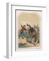 La Bete du Gevaudan Peasants Attack the Beast as It Stands Over Its Terrified Victim-Louis Lassalle-Framed Art Print