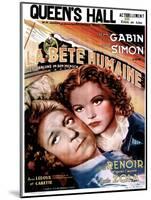 LA BETE HUMAINE, French poster, from left: Jean Gabin, Simone Simon, 1938.-null-Mounted Art Print