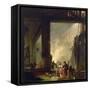 La blanchisserie-Hubert Robert-Framed Stretched Canvas