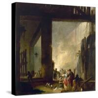 La blanchisserie-Hubert Robert-Stretched Canvas