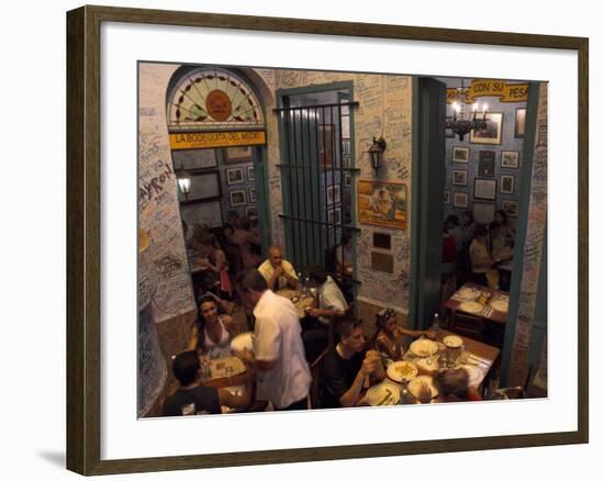 La Bodeguita Del Medio Restaurant, with Signed Walls and People Eating, Habana Vieja, Cuba-Eitan Simanor-Framed Photographic Print