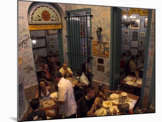 La Bodeguita Del Medio Restaurant, with Signed Walls and People Eating, Habana Vieja, Cuba-Eitan Simanor-Mounted Photographic Print