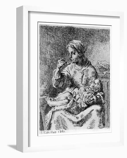La Bouillie, 1861-Jean Francois Millet-Framed Giclee Print