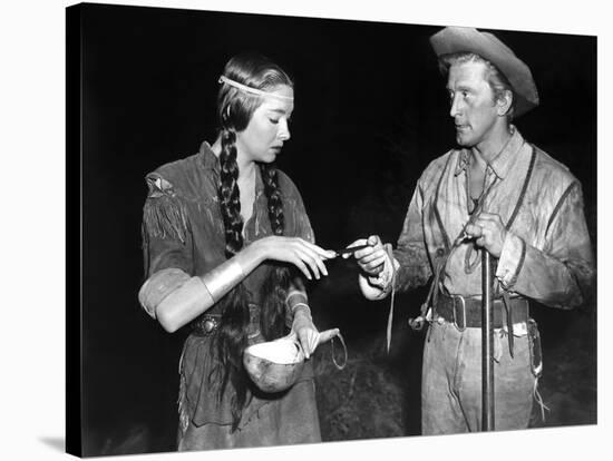 La captive aux yeux clairs THE BIG SKY by HowardHawks with Kirk Douglas, Elizabeth Threatt, 1952 (b-null-Stretched Canvas