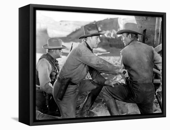 La Caravane heroique (Virginia City) by MichaelCurtiz with Errol Flynn and Randolph Scott, 1940 (b/-null-Framed Stretched Canvas