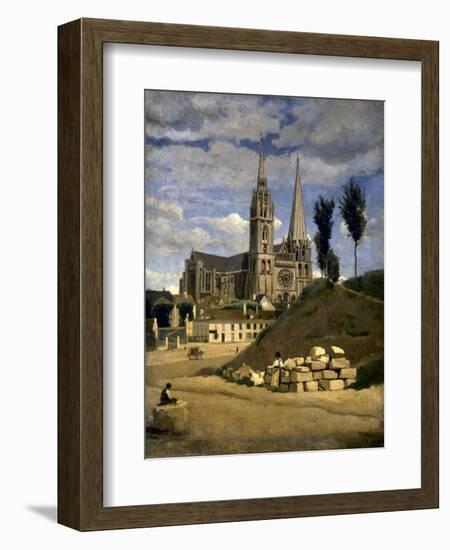 La cathédrale de Chartres-Jean-Baptiste-Camille Corot-Framed Giclee Print