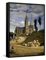 La cathédrale de Chartres-Jean-Baptiste-Camille Corot-Framed Stretched Canvas